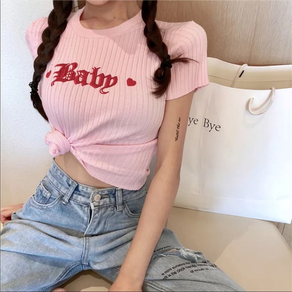 Baby Pink Baby Doll Baby Pleated Fitted Tee - Picture 4 of 5